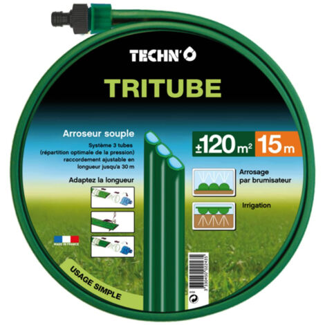 TECHN - Arroseur souple tritube vert 15m
