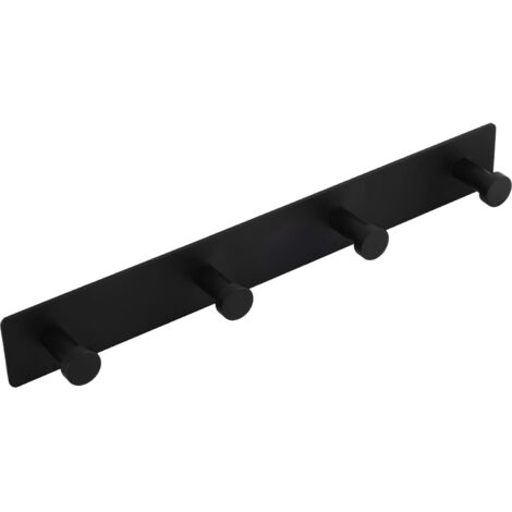 Technik Team Garderobenleiste Gabios Hakenleiste mit 4 Haken, Breite 300mm, Stahl schwarz matt