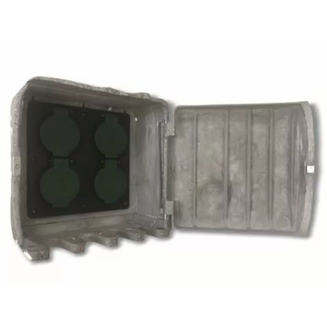 technik@all Pepe 4-Fach Gartensteckdose eckig Steinoptik grau IP44