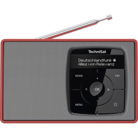 TechniSat DIGITRADIO 2 Radio de table DAB+, FM DAB+, FM, Bluetooth fonction réveil rouge-argent