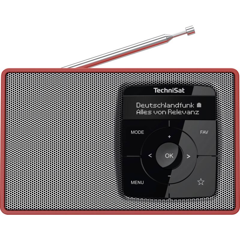 Digitradio 2 Radio de table dab+, fm dab+, fm, Bluetooth fonction réveil rouge-argent Y972843 - Technisat