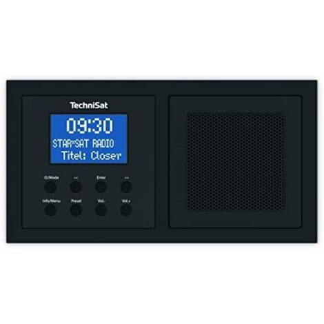 Radio numérique DAB+ FM Bluetooth avec fonction réveil – Caisson d'enceinte noir – Écran LCD rétroéclairé – 10 mémoires DAB+ et FM – Technisat - S437512