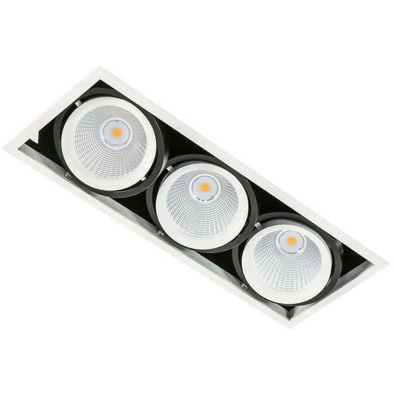 Italux Vertico Triple 3000K - Moderne technische LED-Deckeneinbau weiß, schwarz, warmweiß 3000K 4200lm