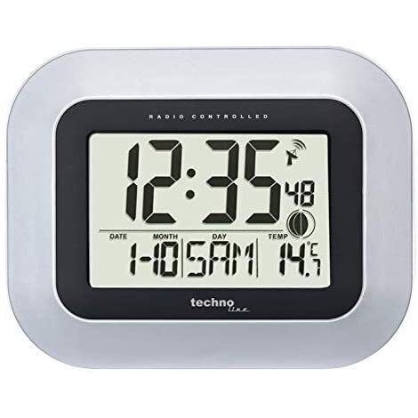Techno Line WS 8005 Radiocontrollato Orologio da parete 228 mm x 180 mm x 28 mm Argento, Nero