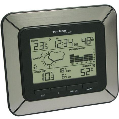 techno line WS 9273 Stazione Meteo, Alluminio Nero