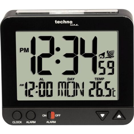 Techno Line WT 195 radiopiloté(e) Réveil noir Heures de réveil 1