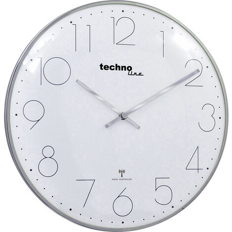 Techno Line WT 8235 chrom-optik Funk Wanduhr 350 mm x 25 mm Chrom