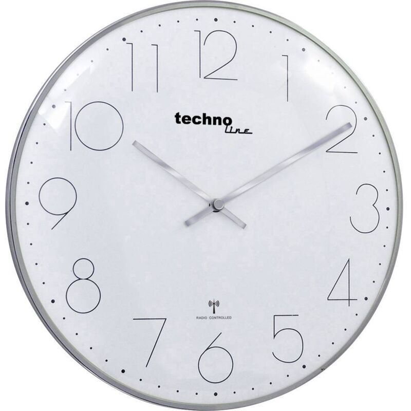 Horloge murale Techno Line WT 8235 chrom-optik radiopiloté(e) 350 mm x 25 mm chrome