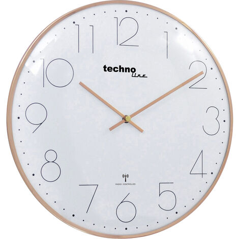 Techno Line WT 8235 gold optik Funk Wanduhr 350 mm x 25 mm Roségold