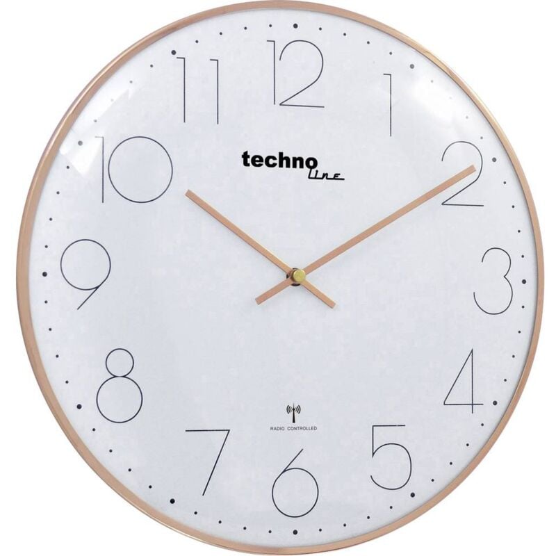 Techno Line - Horloge murale wt 8235 gold optik radiopiloté(e) 350 mm x 25 mm or rose