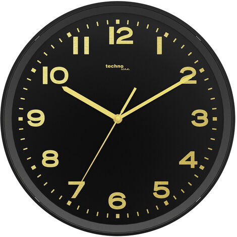 Techno Line WT 8500-1 gold Funk Wanduhr 30 cm x 4.1 cm  Schwarz