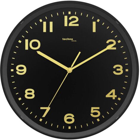 Techno Line WT 8500-1 gold Radiocontrollato Orologio da parete 30 cm x 4.1 cm Nero