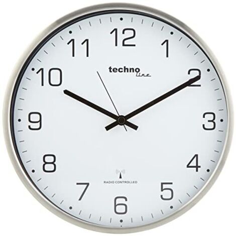 techno line WT 8900 Orologio da Parete Radio, Metallo, Argento, 33x4.8x33 cm