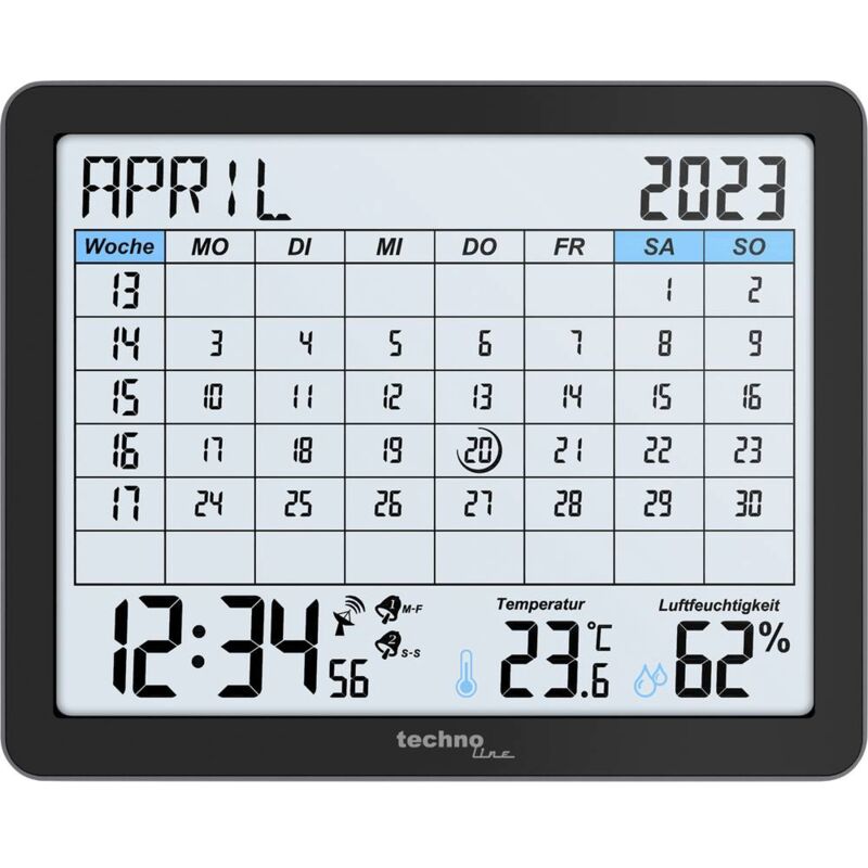 Techno Line - WT2600 Radiocontrollato Calendario Nero Tempi di allarme 2