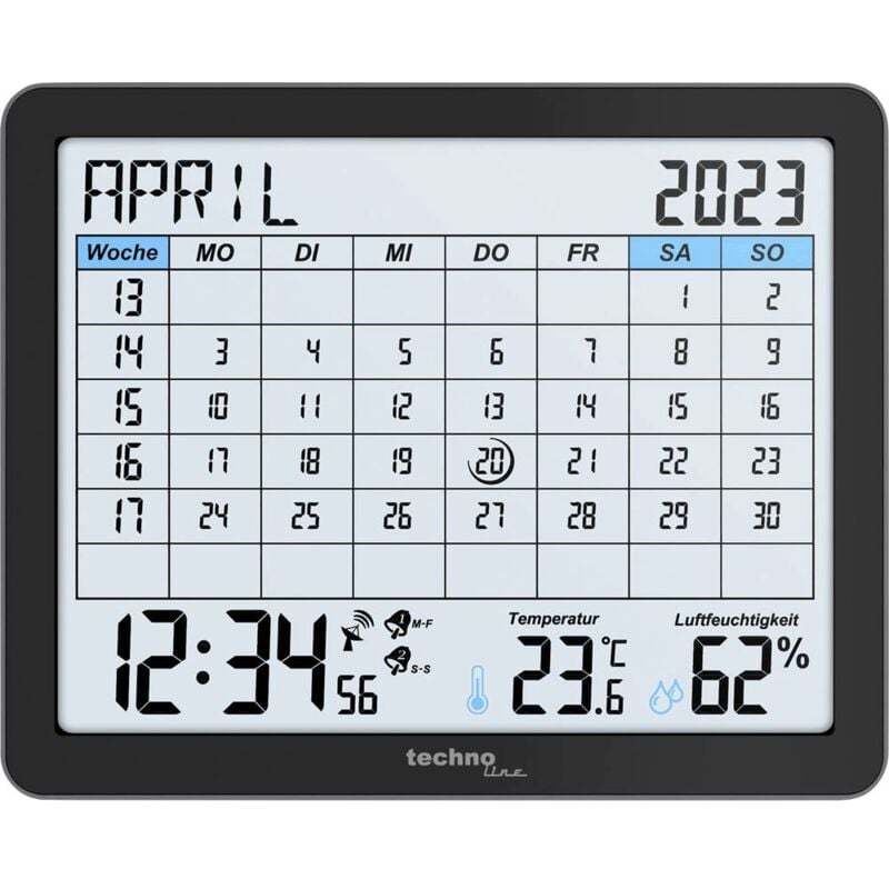 WT2600 radiopiloté(e) Calendrier noir Heures de réveil 2 - Techno Line