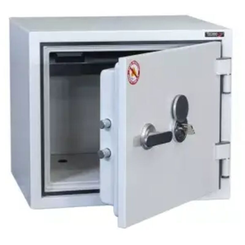 TECHNOMAX TECHNOFIRE - Armoire ignifuge pour papier protection 1h &agrave; cl&eacute; &agrave; double panneton, 2 p&ecirc;nes, 19 L, 35,2x41,2x36,3
