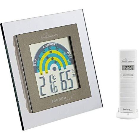 Technoline MA 10260 Set di sensori supplementari con Stazione Meteo per Il Sistema di Allarme su Cellulare Mobile Alerts con Cornice Trasparente, 10 cm x 2 cm x 10 cm, Colore Bianco/Grigio