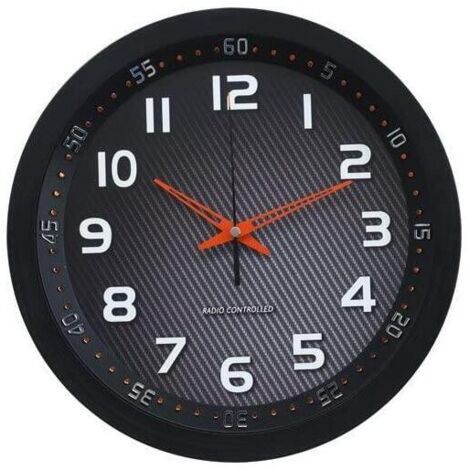 Technoline WT 8972 - Reloj de Pared Controlado por Radio, Color Negro Y Ámbar