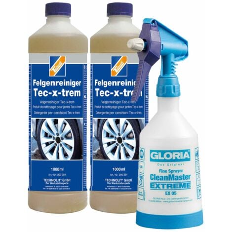 TECHNOLIT Nettoyant pour jantes Tec-x-trem 2x 1 litre y compris vaporisateur 500 ml