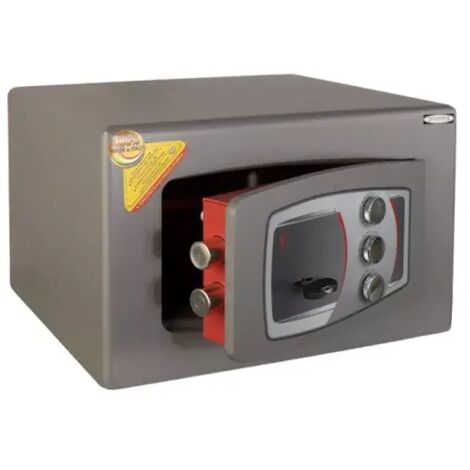 TECHNOMAX - Coffre-fort à fixer à clé double panneton + combinaison 3 boutons, certifié EN 14450:18-S1, 2 pênes, 18 L, 22x35x30 cm