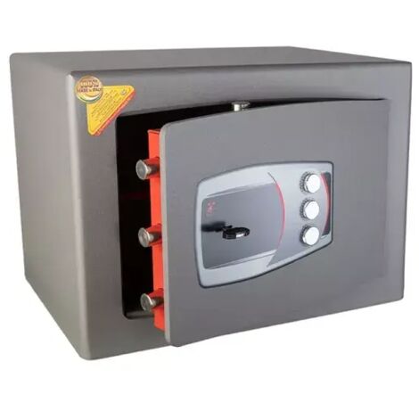 TECHNOMAX - Coffre-fort à fixer à clé double panneton + combinaison 3 boutons, certifié EN 14450:18-S1, 5 pênes, 47 L, 35x47x35 cm