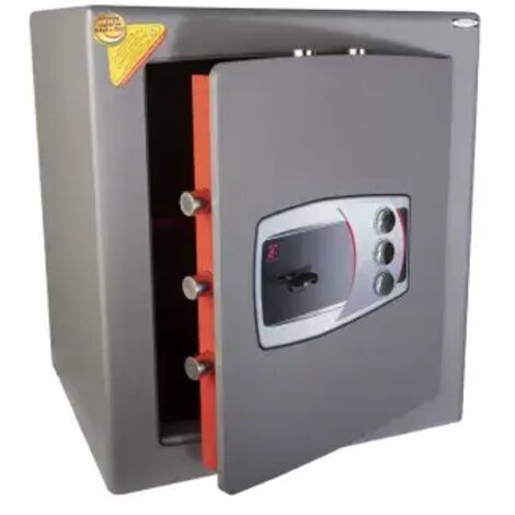 TECHNOMAX - Coffre-fort à fixer à clé double panneton + combinaison 3 boutons, certifié EN 14450:18-S1, 7 pênes, 70 L, 49x43x40 cm