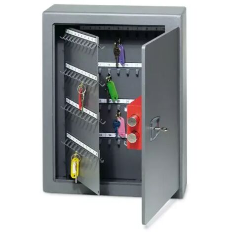 TECHNOMAX - Coffre fort à fixer pour rangement de 120 clés, ouverture à clé à double panneton, 2 pênes, 20 L, 47x36x14 cm