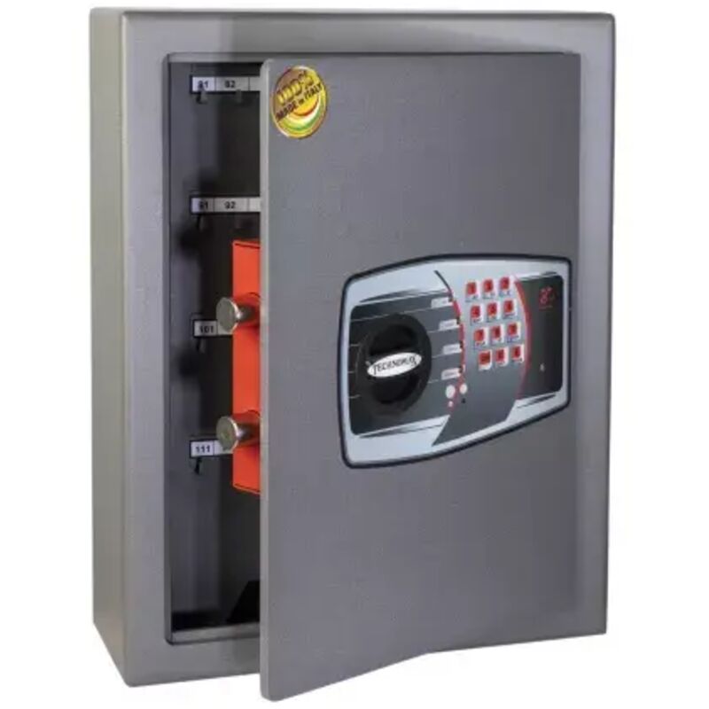 TECHNOMAX  - Coffre fort &agrave; fixer pour rangement de 120 cl&eacute;s, ouverture &agrave; combinaison &eacute;lectronique digitale, 2 p&ecirc;nes, 20 L, 47x36x14 cm