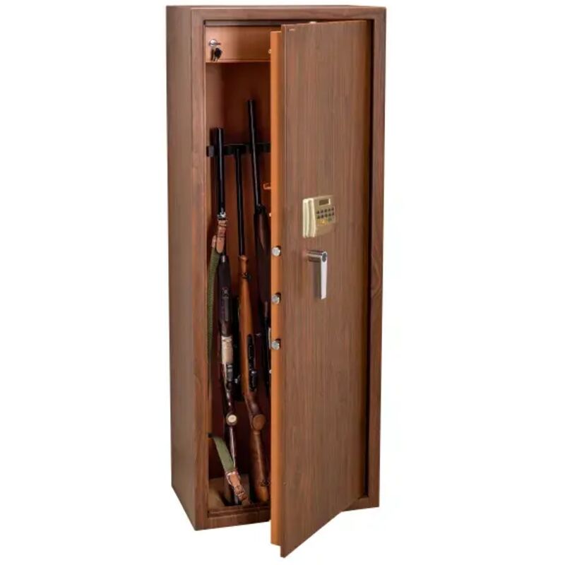 TECHNOSAFE - Armoire 10 fusils à combinaison digitale électronique, écran LED, 5 pênes, 191 L, 145x53,5x32