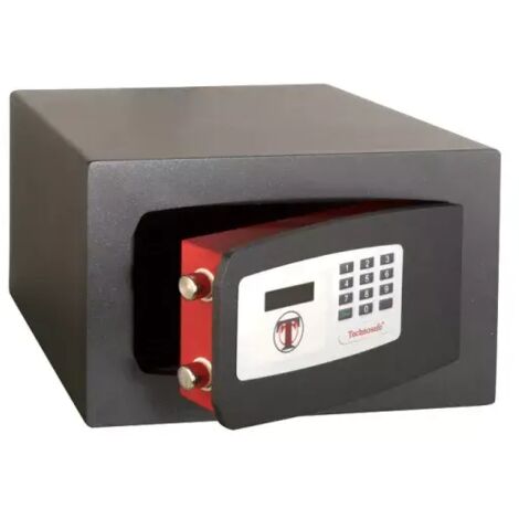 TECHNOSAFE – Coffre-fort à fixer à combinaison électronique digitale motorisée avec écran LED, 2 pênes, 17 L, 21x34x30 cm