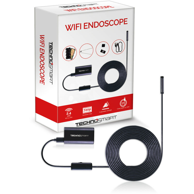 

Cámara Endoscópica Wifi, Cámara HD de Endoscópica 1280 x 720, 30 fps, conexión inalámbrica, Cámara de inspección endoscópica con App, cable de 3,5 m.