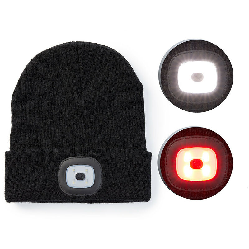 

Gorro Negro con LED, Gorro invierno para hombre y mujer, Gorro Unisex con Luz, Gorro con Luz para trotar afuera - Technosmart