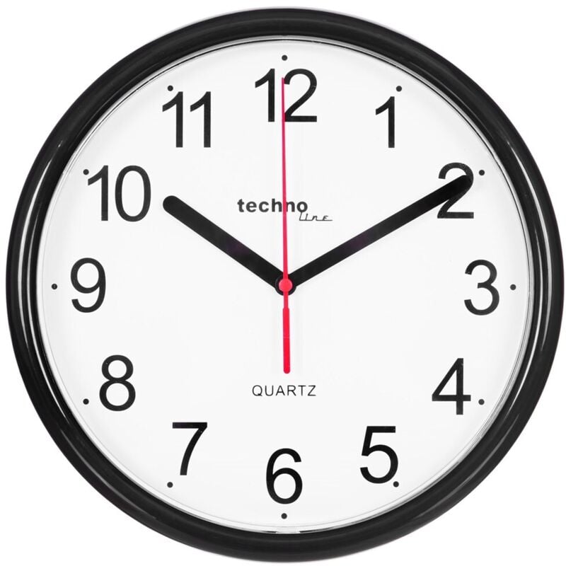 WT-600 horloge murale à quartz cercle noir, blanc (WT-600-ZWART) WT600B - Technoline