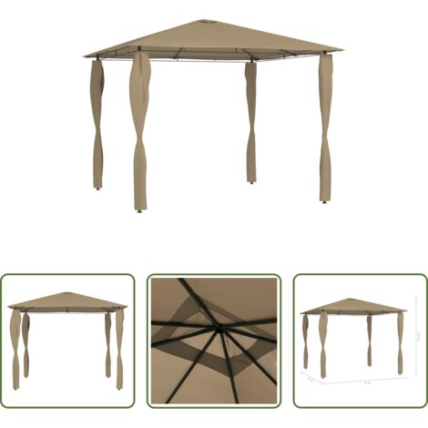 Techo de jardín -  Cenador con cubiertas de postes taupé 3x3x2,6 m 160 g/m²