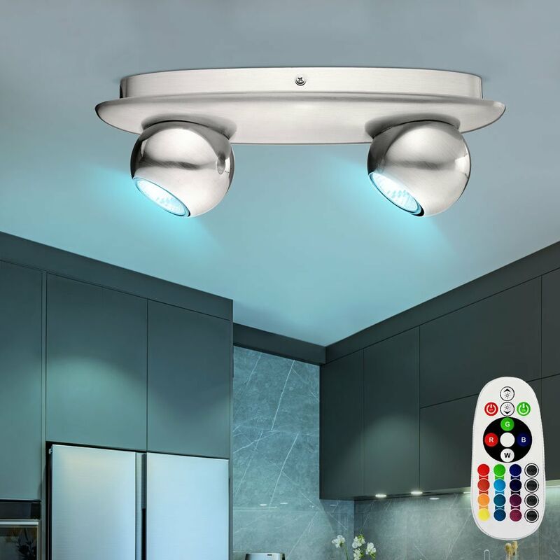 

Lámpara de techo regulable, sala de estar con control remoto, focos de bola regulables en un conjunto que incluye bombillas LED RGB