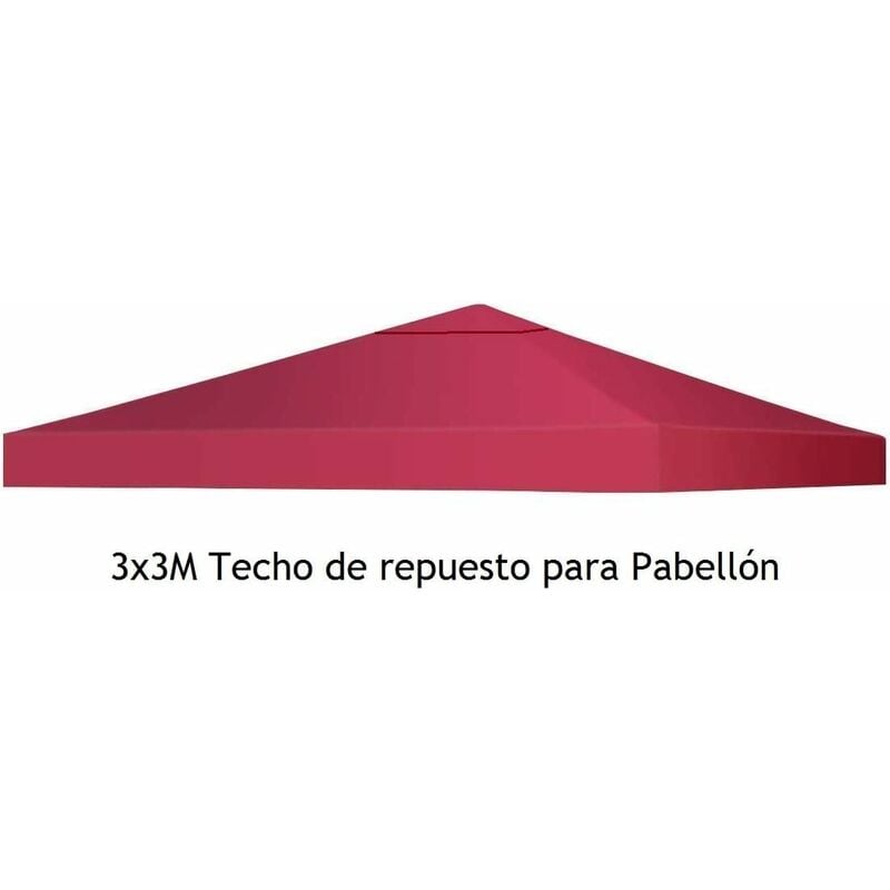 

Techo de Reemplazo para Pabellón Carpa Lona de Repuesto Impermeable Velcro 3x3M Rojo