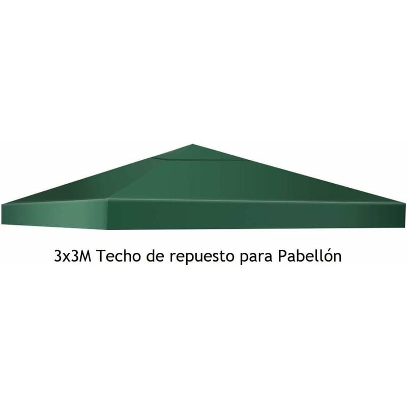 

Techo de Reemplazo para Pabellón Carpa Lona de Repuesto Impermeable Velcro 3x3M Verde