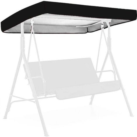 Techo de repuesto negro para columpio, cubierta de repuesto para columpio de 3 plazas, techo para columpio de jardín, toldo impermeable para columpios de jardín y patios