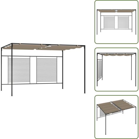 Techo para jardín - vidaXL Cenador con techo retráctil gris taupe 3x4x2,3 m 180 g/m² - Cenador para patio