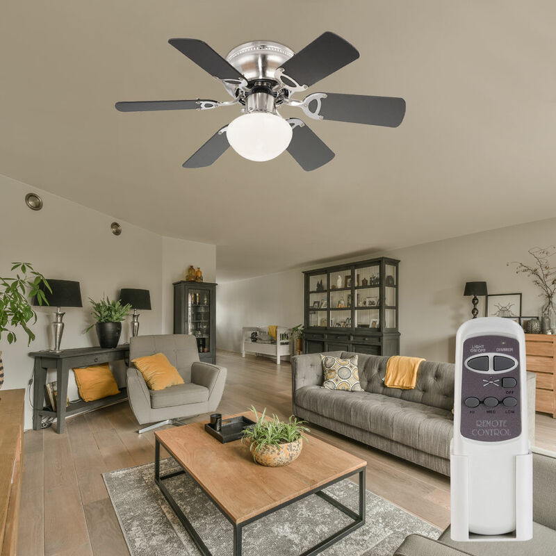 

Ventilador de techo con mando a distancia con pulsador y luz 3 niveles de velocidad 76 cm