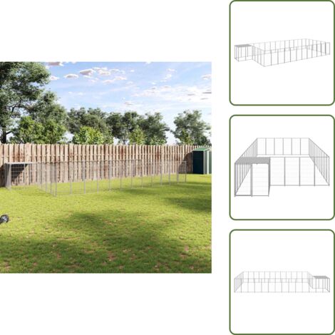 Techo - vidaXL Perrera plateada 22,99 m² acero - Seguridad