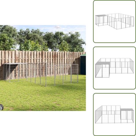 Techo - vidaXL Perrera plateada 8,47 m² acero - Seguridad