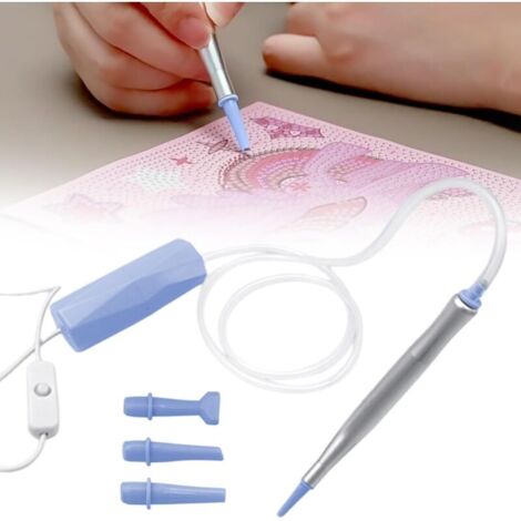 TechVizrs E-Painter Stylo de peinture diamant électrique avec 3 têtes d'aspiration et USB-C pour accessoires d'art diamant (bleu)