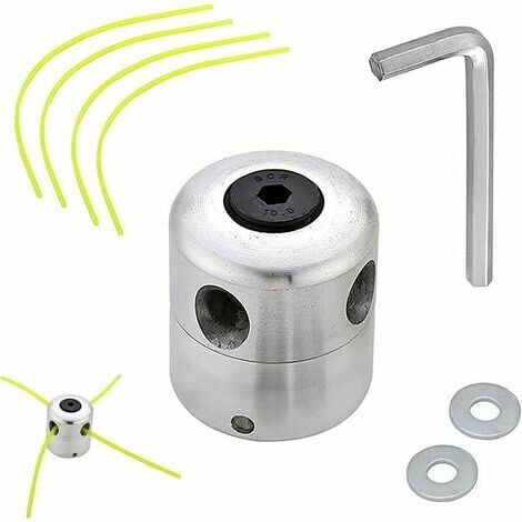 T&ecircte de Coupe-herbe en Aluminium T&ecircte de D&eacutebroussailleuse Universelle T&ecircte de Coupe Bobine avec 4 Nylon Ligne Coupe Bordure T&ecircte Double Fil Bobine pour D&eacutebroussailleuse