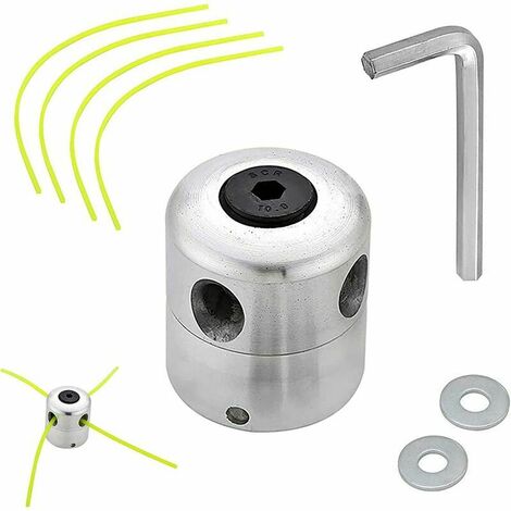 T&ecircte de Coupe-herbe en Aluminium T&ecircte de D&eacutebroussailleuse Universelle T&ecircte de Coupe Bobine avec 4 Nylon Ligne Coupe Bordure T&ecircte Double Fil Bobine pour D&eacutebroussailleuse