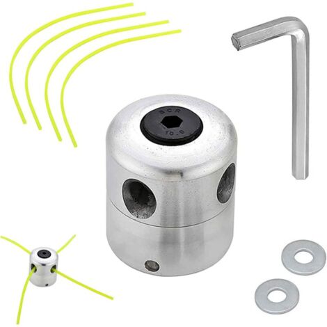 T&ecircte de Coupe-herbe en Aluminium T&ecircte de D&eacutebroussailleuse Universelle T&ecircte de Coupe Bobine avec 4 Nylon Ligne Coupe Bordure T&ecircte Double Fil Bobine pour D&eacutebroussailleuse