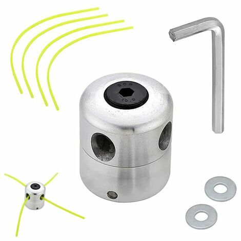 T&ecircte de Coupe-herbe en Aluminium T&ecircte de D&eacutebroussailleuse Universelle T&ecircte de Coupe Bobine avec 4 Nylon Ligne Coupe Bordure T&ecircte Double Fil Bobine pour D&eacutebroussailleuse