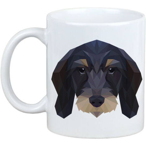 Teckel à poil dur - Mug avec photo et inscription chien géométrique Art-Dog