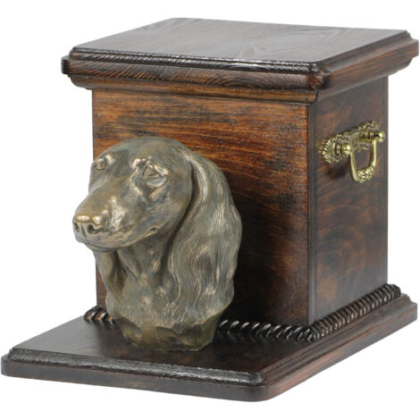 Teckel à poil long - urne pour cendres de chien avec statuette, urne élégante pour chien, urne unique avec buste de chien par Art-Dog