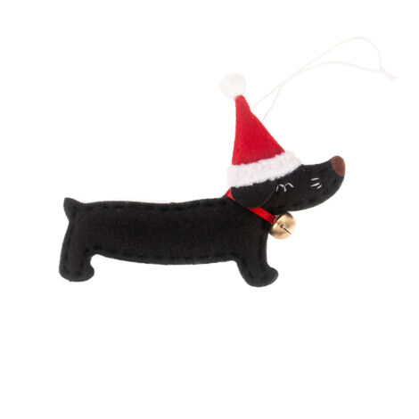 Teckel Arbre de Noël Noël Teckel Décoration d'intérieur pour décorer les arbres de Noël, fêtes, portes, fenêtres, cheminées, ornements, stylos（noir）